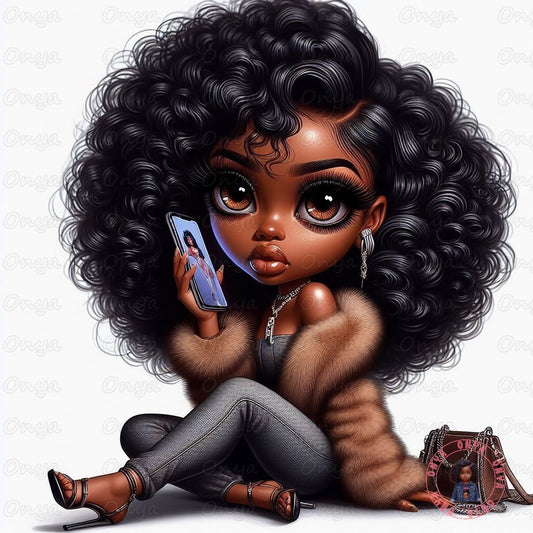 High-resolution PNG of a melanin-rich woman with the quote “No beauty shines brighter than a good heart,” ideal for uplifting designs and decor.
