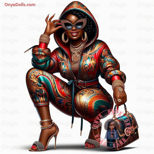 High-resolution PNG of a stylish melanin-rich woman in a Betty Boop–inspired pose, perfect for fashion crafts, stickers, and digital decor.
