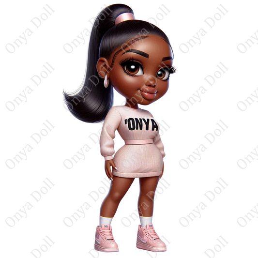 Onya Doll Baddie – High-Resolution PNG of Stylish Black Woman