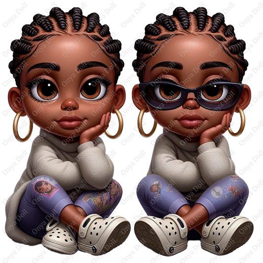ONYA Teen Clipart – Melanin teenage girl with natural hair and a confident pose, perfect for planners, crafts, sublimation projects, and digital journaling.
