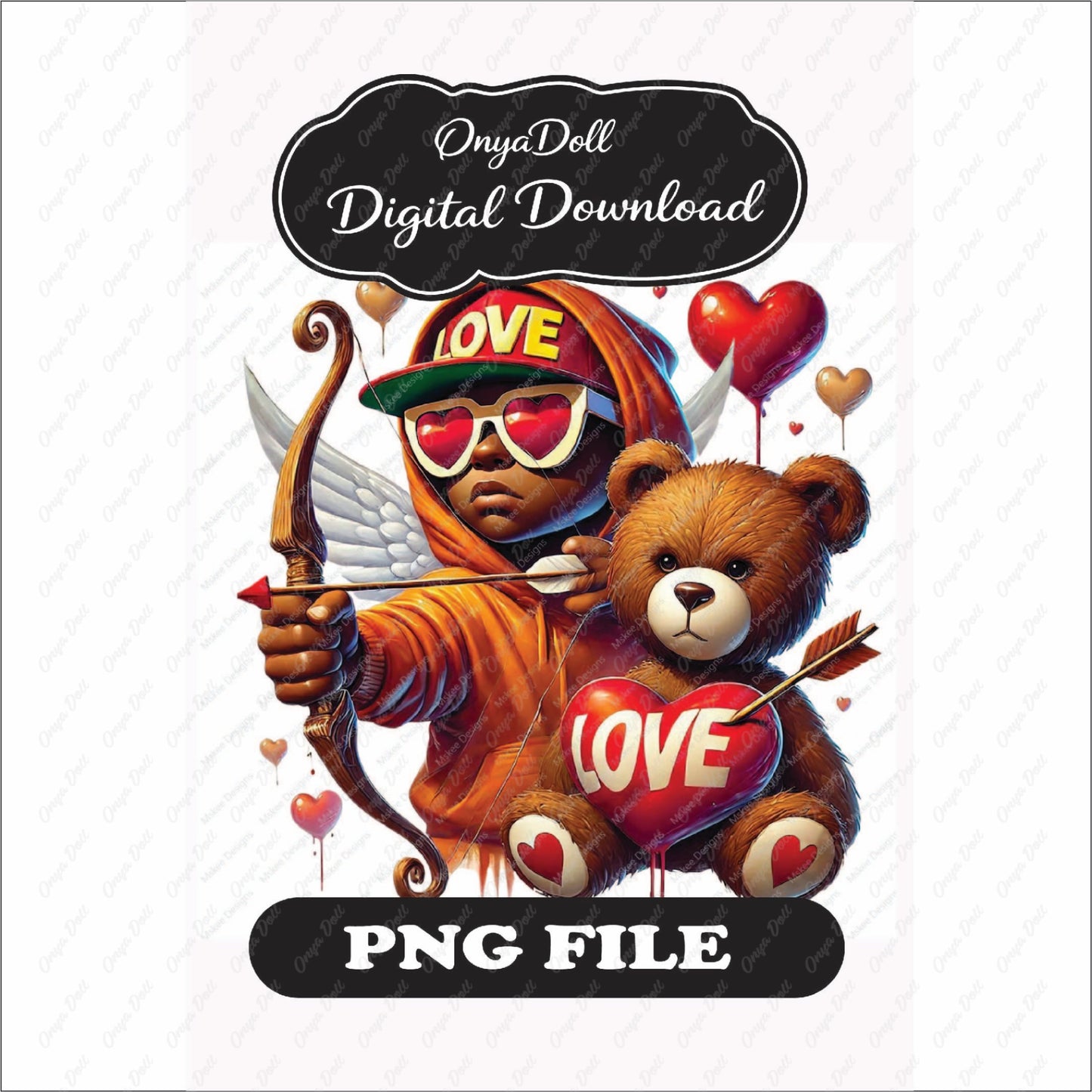Valentine Cupid PNG | Black Child Love Art | Melanin Angel Clipart | Digital download