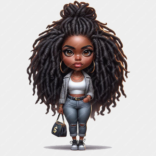 ONYA Melanin Queen — Black woman with dreadlocks PNG clipart for sublimation, planners, Cricut, Silhouette, and crafts
