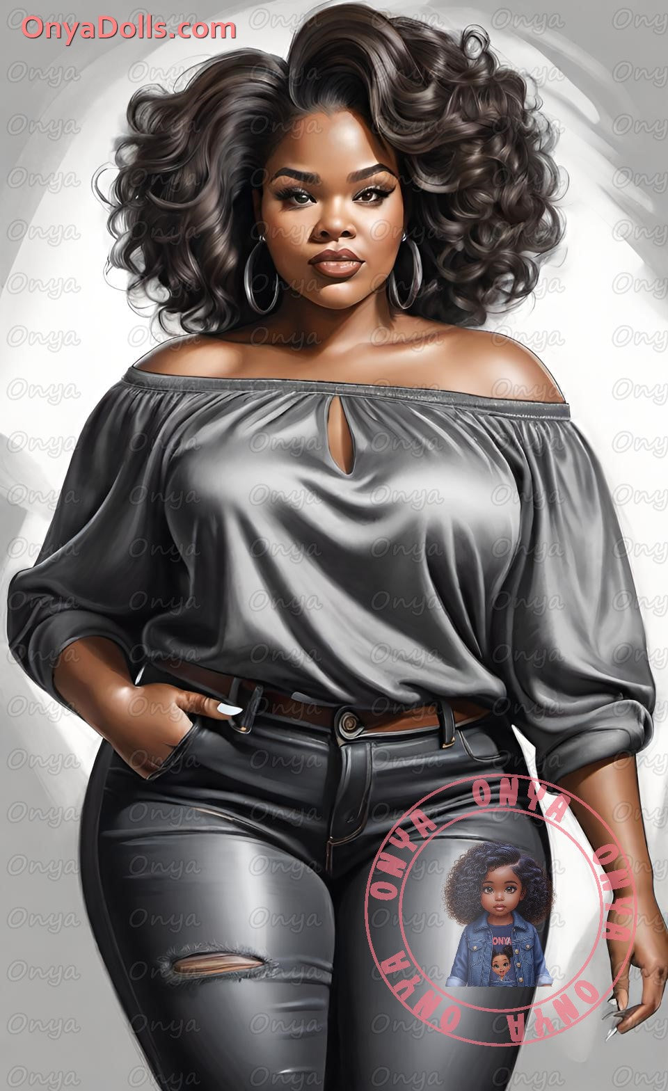 High-resolution PNG of a melanin-rich woman with the quote “She’s beautiful inside & out, focused and unimpressed,” ideal for planners and shirts.
