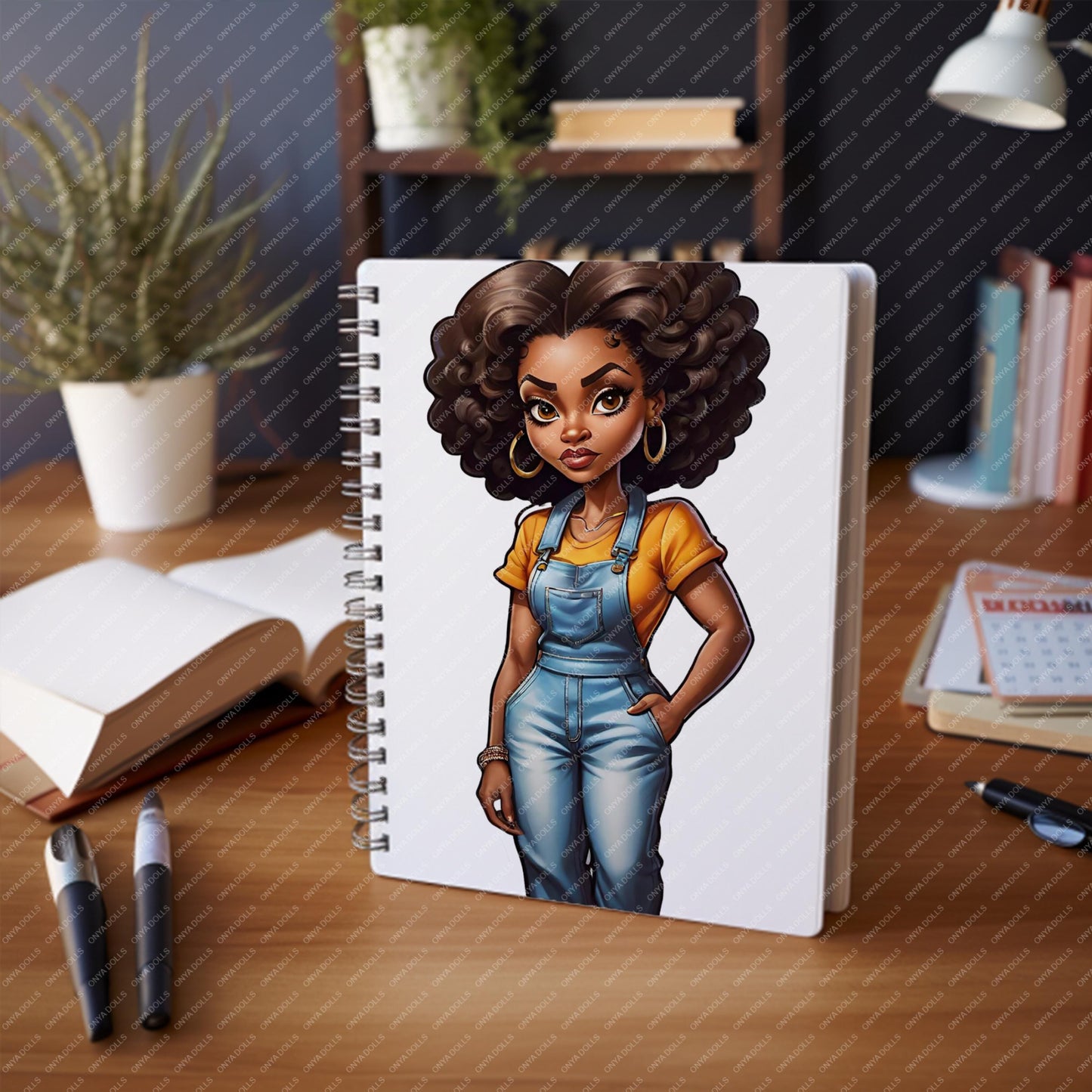 ONYA Melanin Queen PNG – Curly Hair Black Woman in Blue Jeans Clipart for Sublimation, Cricut, & Planners