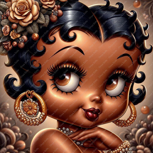 Onya vintage glam clipart showing an elegant Black woman with finger-wave curls, pearl jewelry, and classic retro styling
